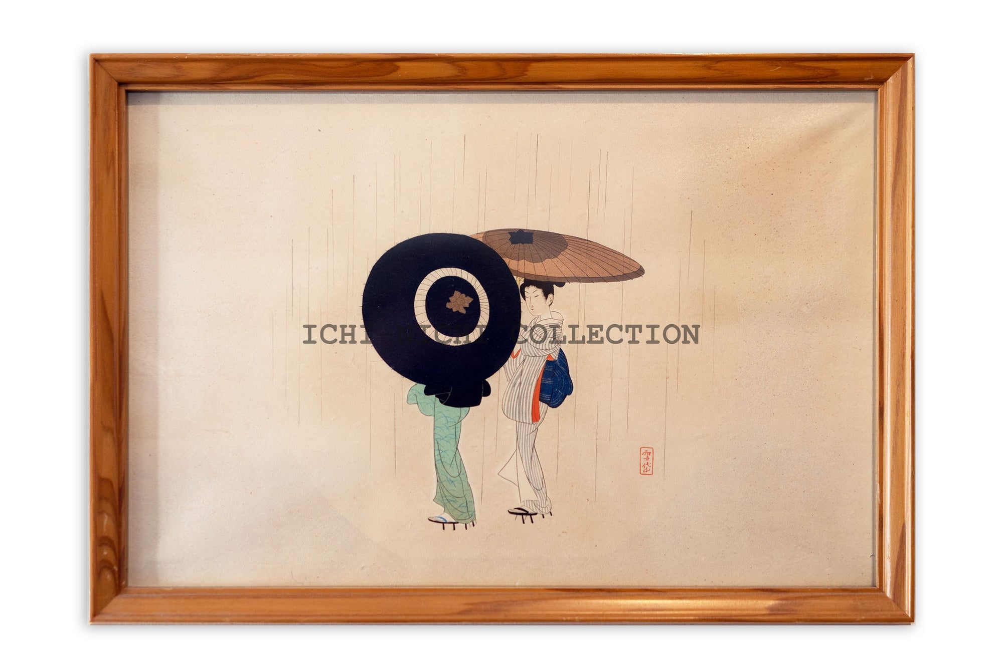 Settai Komura (1887–1940) Woodblock print: " Spring rain" first edition