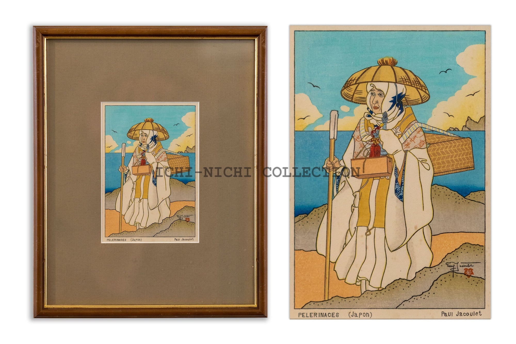 Paul Jacoulet's "Pelerinages d'Automne. Isle de Sado, Japon"  woodblock print