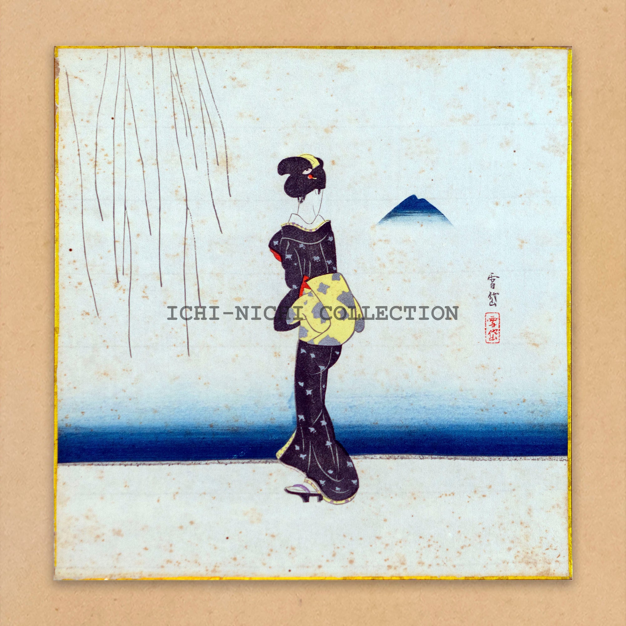 Settai Komura (1887–1940) wood block print from the set ”Poses of beautiful women” 1948