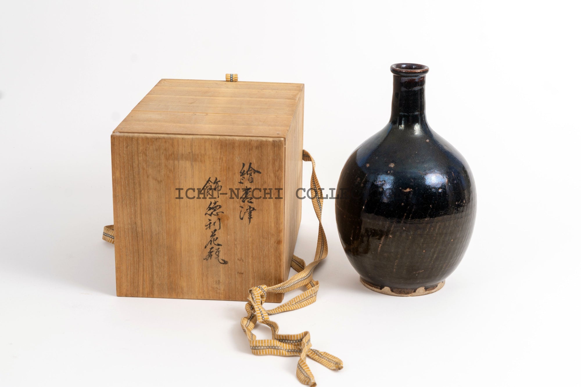 Black Edo Period Ceramic bottle