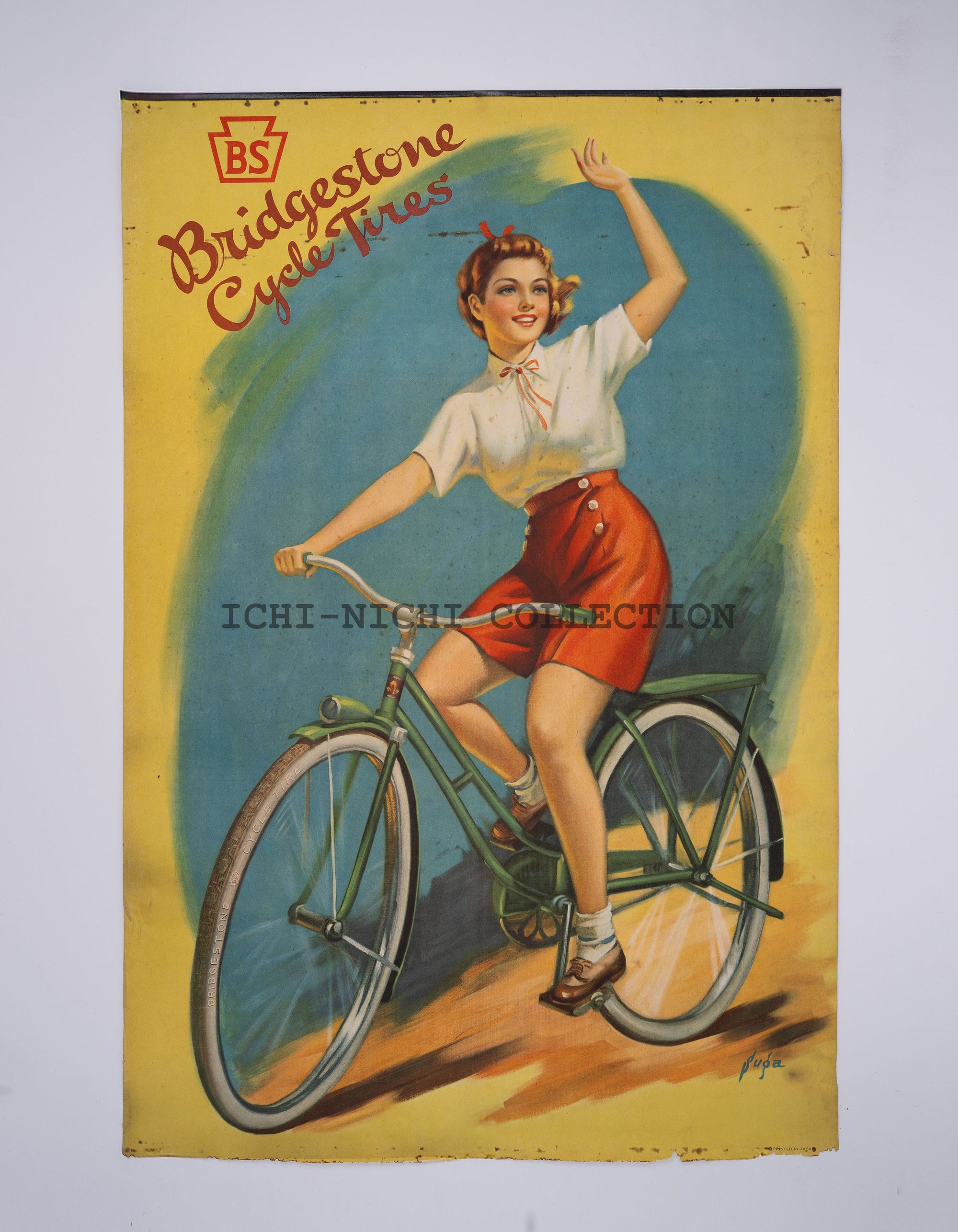 P13 Antique Japanese Advertising Poster – Bridgestone Cycle Tires, c. 1930s
